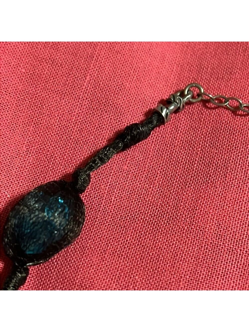 LORI FRANTZ KOENIG necklace. Turquoise stones in black knit fabric. Stunning - Picture 5 of 7